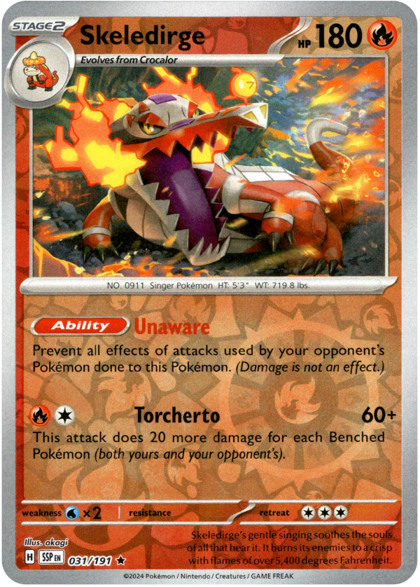 Skeledirge - 031 191 - Surging Sparks - Reverse Holo Online Hot Sale