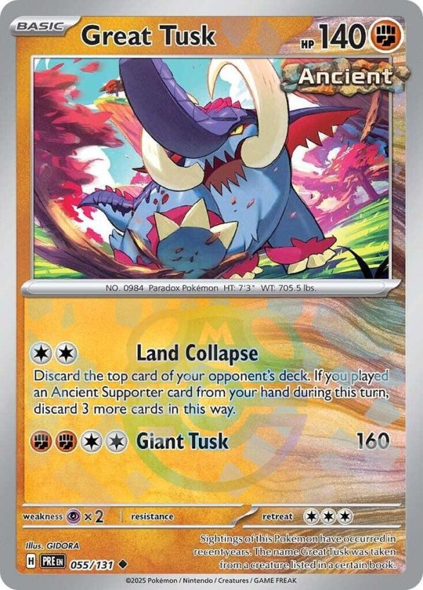 Great Tusk (Master Ball Pattern) - 055 131 - Prismatic Evolutions - Holo For Cheap