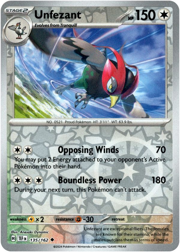 Unfezant - 135 162 - Temporal Forces - Reverse Holo Hot on Sale